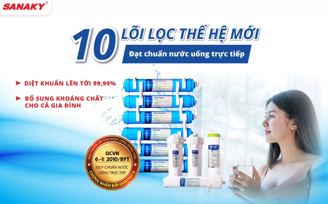 Máy lọc nước Sanaky Slim VH-3110VD, điện máy Hoàng Thái quận 12