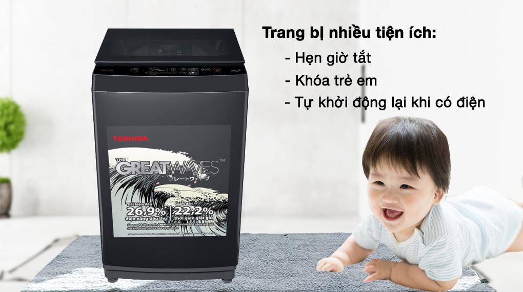 Máy giặt Toshiba 9kg, Điện máy Hoàng Thái Quận 12
