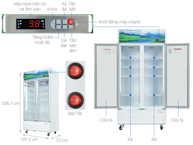 Tủ mát Sanaky Inverter 900 lít VH-1009HP3, Điện máy Hoàng Thái quận 12
