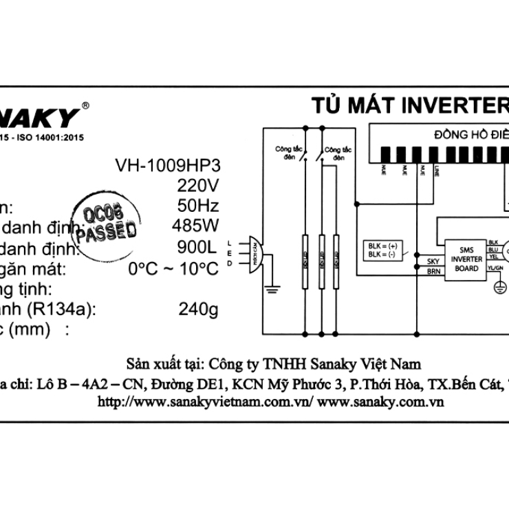 Tủ mát Sanaky Inverter 900 lít VH-1009HP3